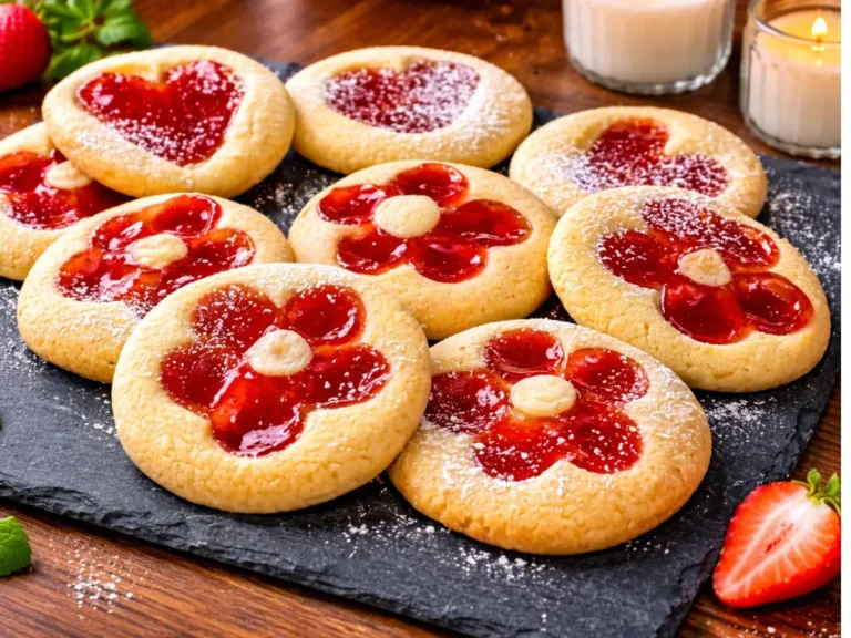 Soft butter thumbprint cookies with jam