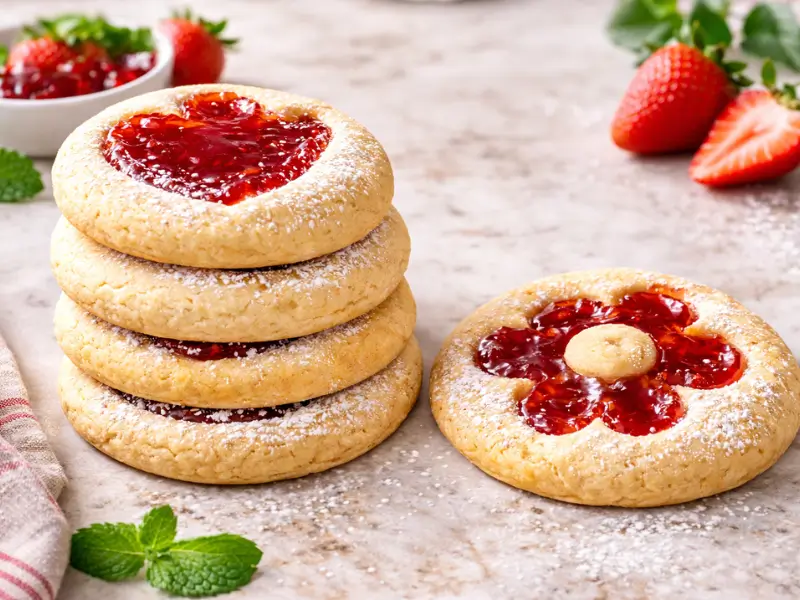 Step 9: Fill indentations with jam and bake until edges golden
