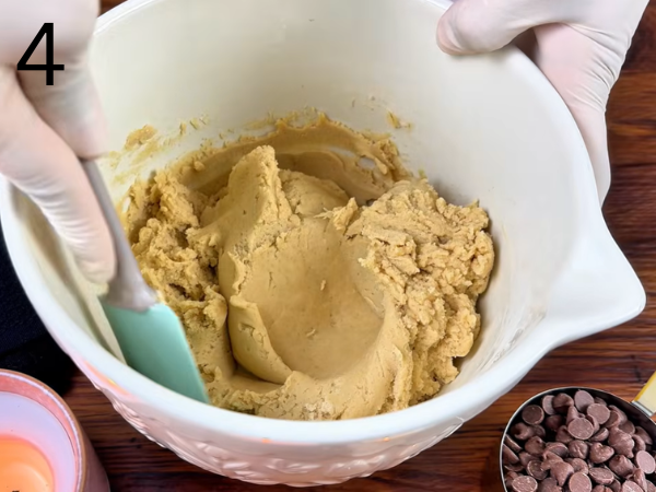 Combining dry ingredients to form soft dough
