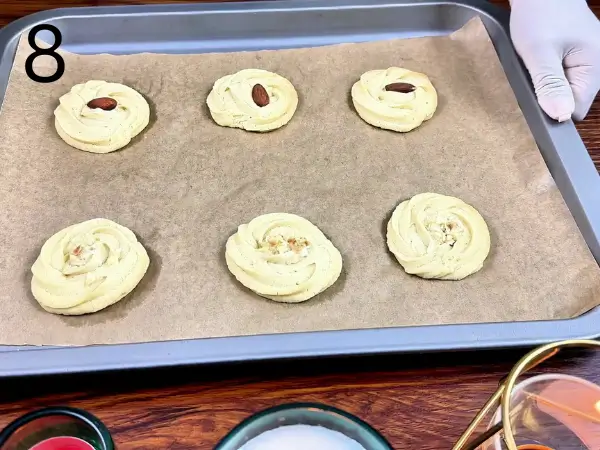 Bake cookies at 180°C until golden