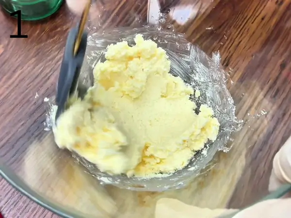 Mixing butter and sugar for cookie dough