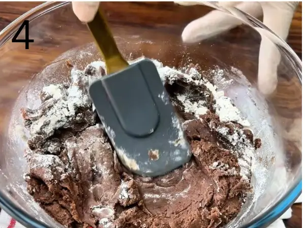 Chocolate cookie dough resting in the fridge