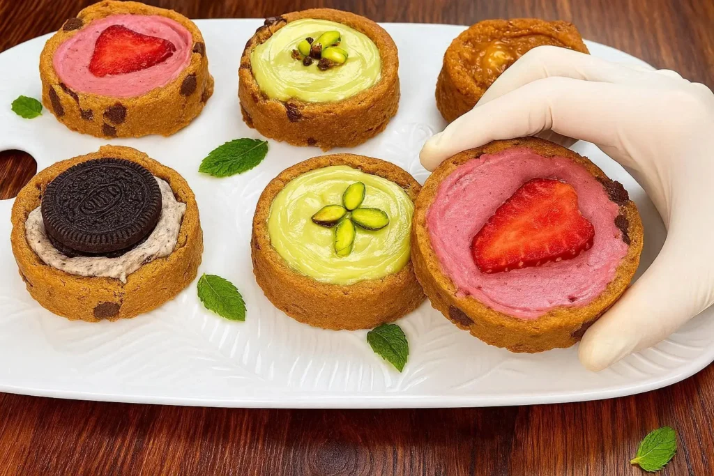 Creamy filling for stuffed chocolate chip cookies with different flavors
