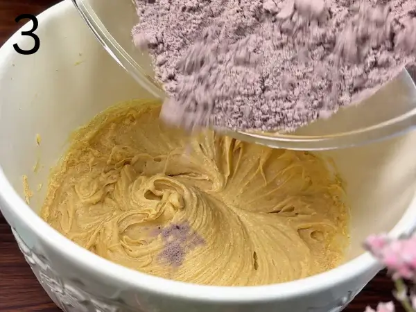 Combining dry ingredients with chocolate cookie dough