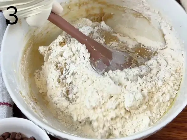 Strawberry Cream Cheese Cookies dough combined with flour and dry ingredients