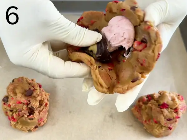trawberry Cream Cheese Cookies dough filled with frozen cream cheese and pistachio chocolate
