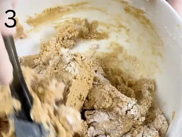 Combining dry ingredients into soft dough