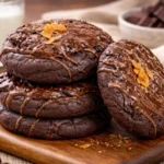 Chocolate cookies with crispy topping