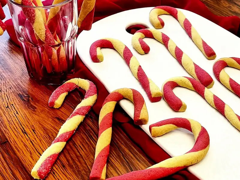 Christmas candy cane cookies on a plate