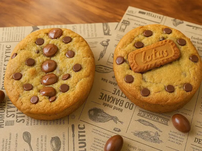 Delicious stuffed cookies with chocolate and Biscoff filling
