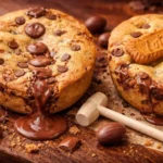 Soft Easter egg stuffed cookies with gooey chocolate center