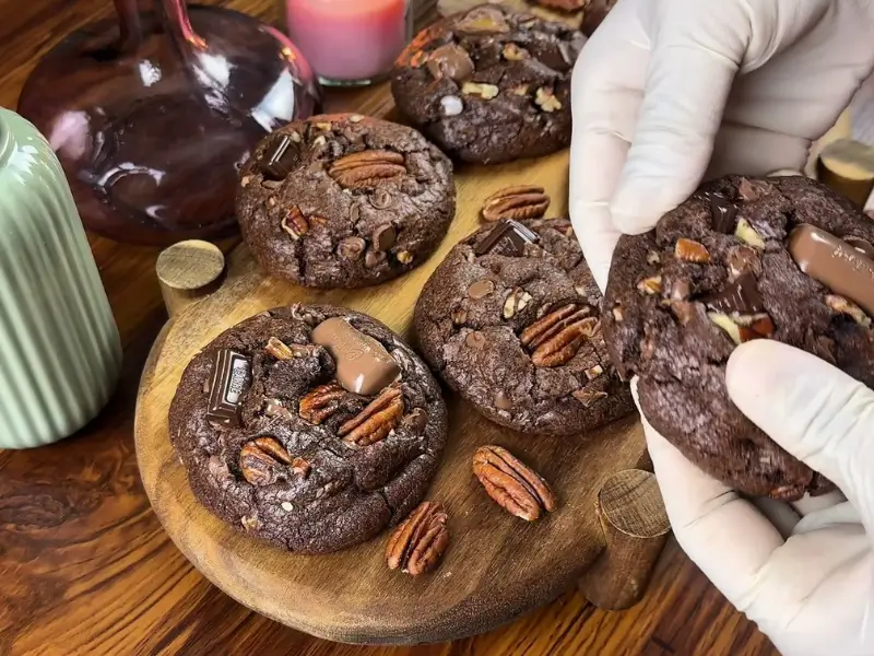 chocolate cookies recipe soft and chewy texture close up