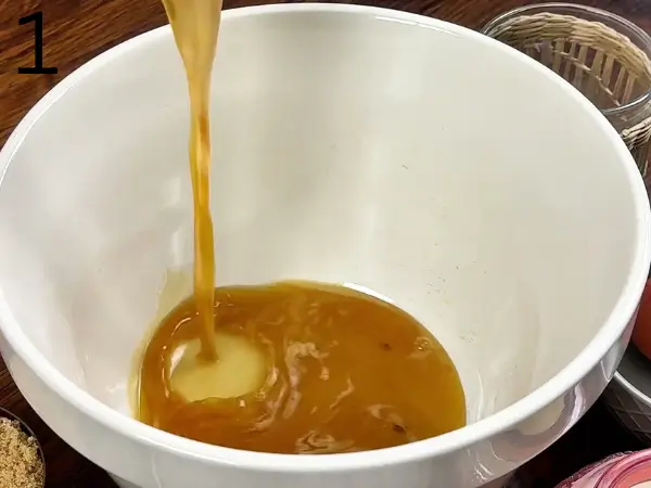 Browned butter in a saucepan for cinnamon roll cookies dough