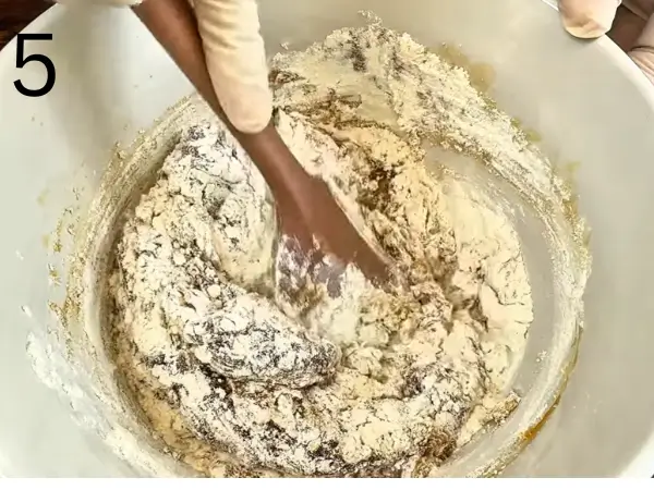 Chilled stuffed cookie dough ready for baking