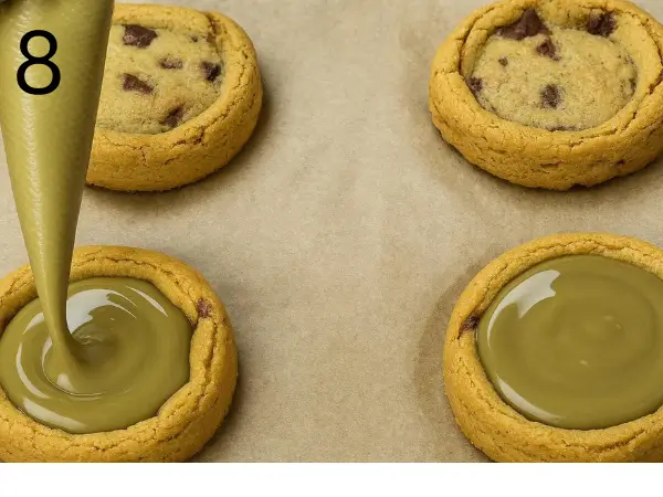 Freshly baked stuffed chocolate chip cookies with gooey centers
