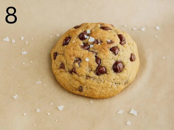 Freshly baked NYC Brown Butter Cookie with gooey chocolate center