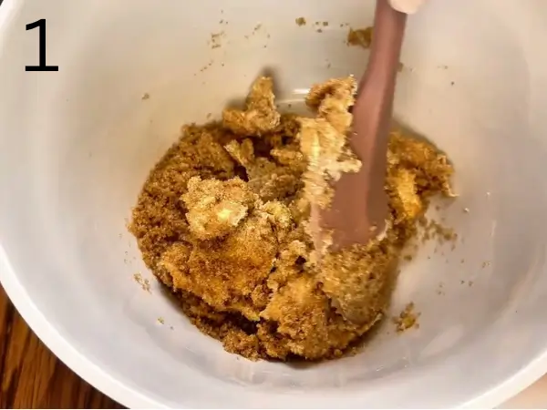 Softened butter and brown sugar mixed until light and creamy.