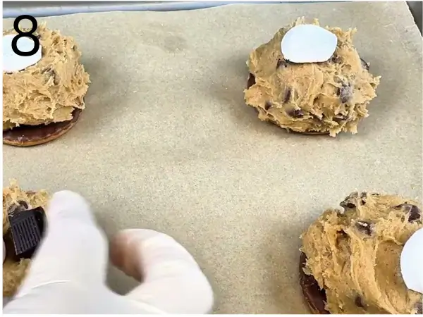 Freshly baked Banana Marshmallow Cookies cooling on a wire rack
