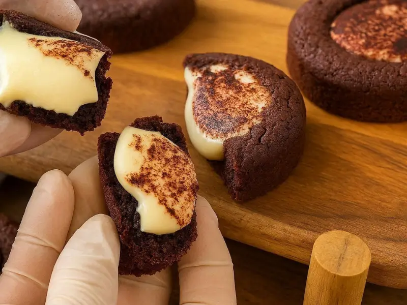 Tiramisu Cookies with creamy mascarpone filling served on a dessert plate.