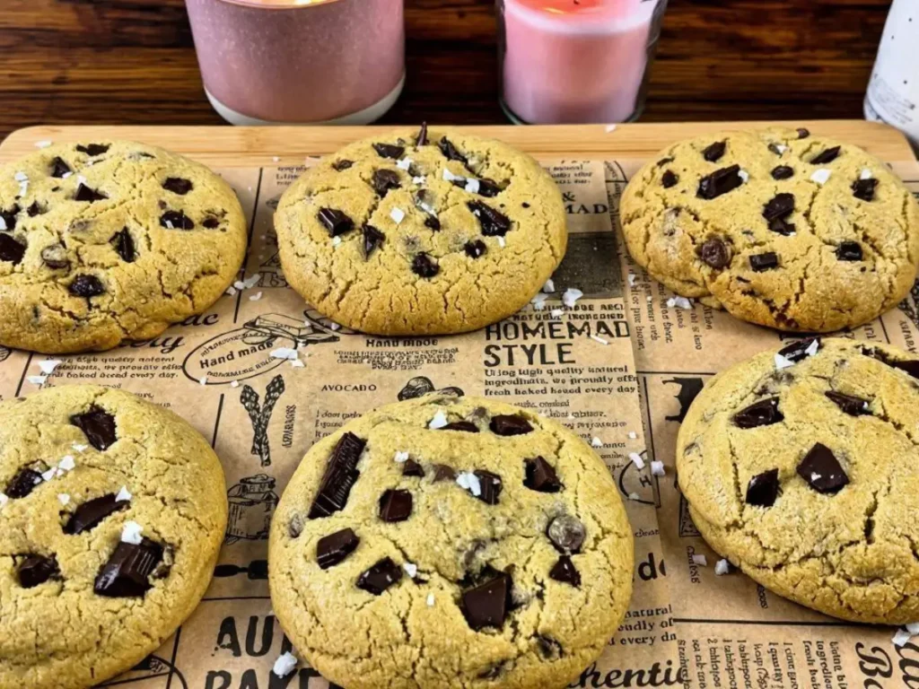 Bakery-style Nutella Chocolate Chip Cookies served warm with soft, chewy centers and rich chocolate flavor.