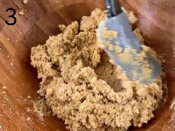 Almond Croissant Cookies dough covered and chilled in the refrigerator before shaping.
