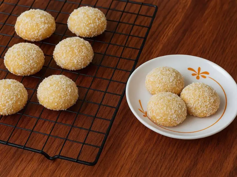 Soft homemade Orange Coconut Cookies served on a dessert plate