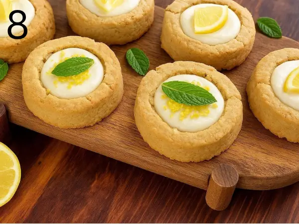 Lemon Cheesecake Cookies filled with creamy cheesecake and topped with lemon zest