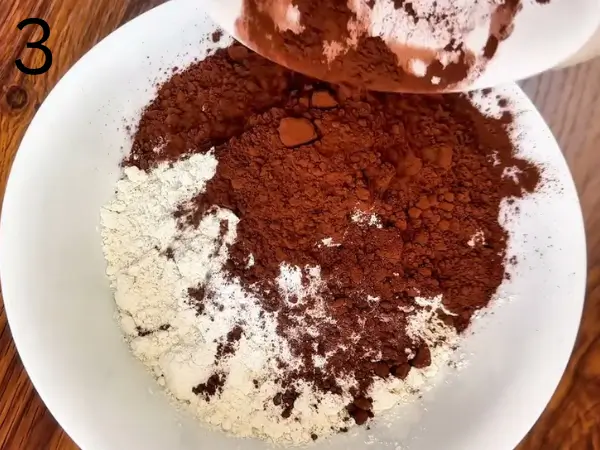 Combining cocoa flour and dry ingredients