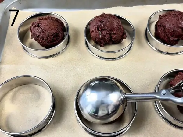 Shaping chocolate cookie dough before baking